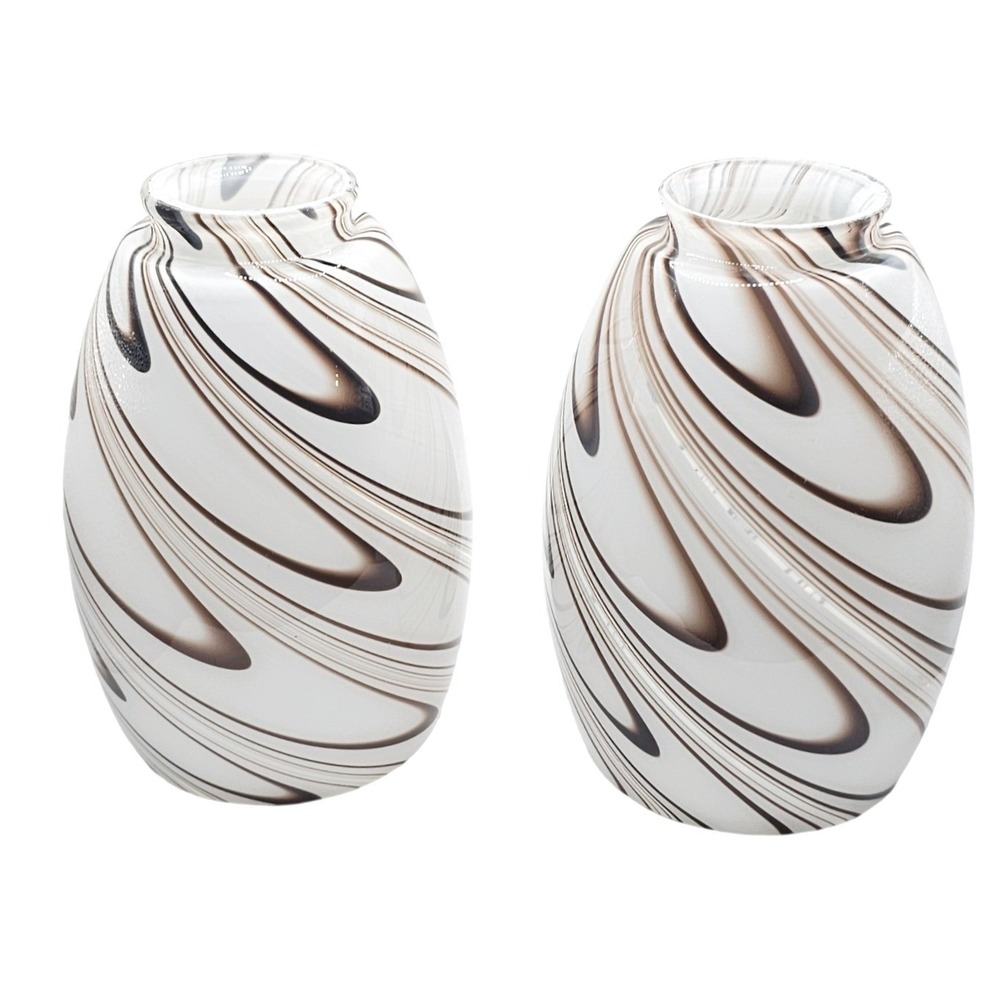 Chocolate Drizzle Art Glass Light Shades: Westinghouse Swirls, Set of Two